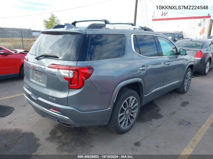 2021 GMC Acadia Awd Denali VIN: 1GKKNXLS7MZ224548 Lot: 40635653