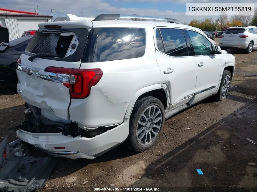 2021 GMC Acadia Awd Denali VIN: 1GKKNXLS6MZ155819 Lot: 40748785