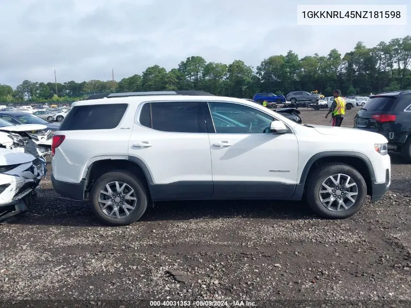 2022 GMC Acadia Awd Sle VIN: 1GKKNRL45NZ181598 Lot: 40031353