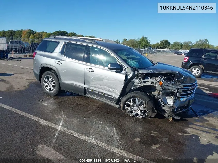 2022 GMC Acadia Awd Slt VIN: 1GKKNULS4NZ110846 Lot: 40519138