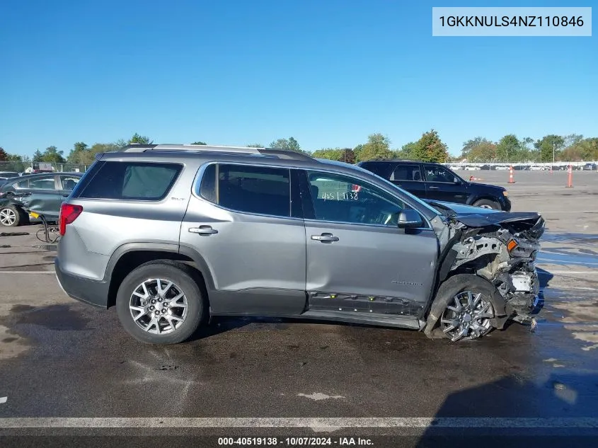 2022 GMC Acadia Awd Slt VIN: 1GKKNULS4NZ110846 Lot: 40519138