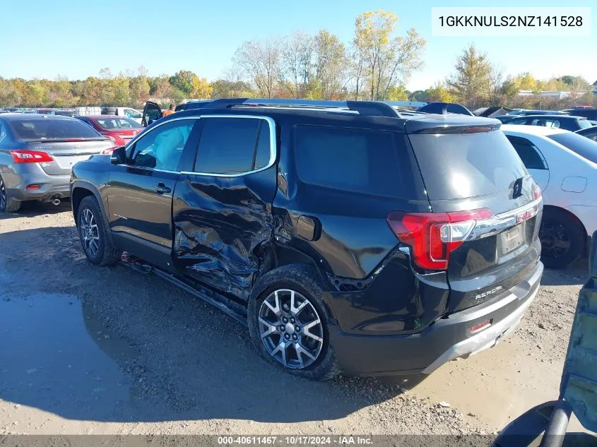 2022 GMC Acadia Slt VIN: 1GKKNULS2NZ141528 Lot: 40611467