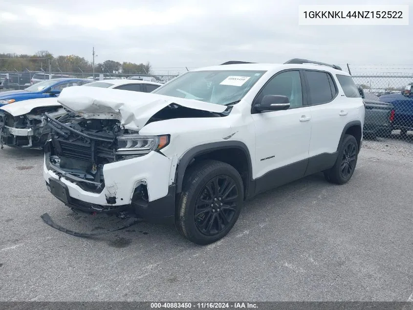 2022 GMC Acadia Fwd Sle VIN: 1GKKNKL44NZ152522 Lot: 40883450