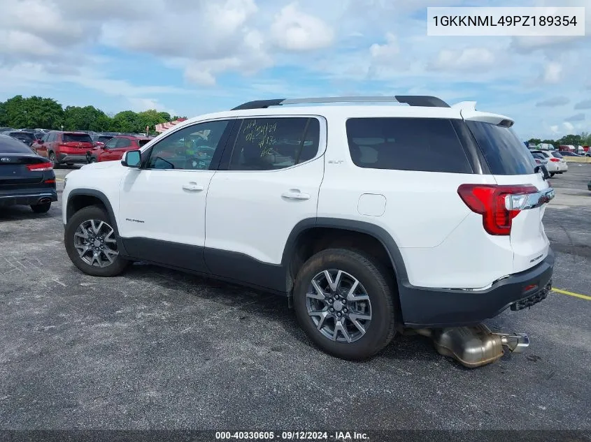 2023 GMC Acadia Slt VIN: 1GKKNML49PZ189354 Lot: 40330605