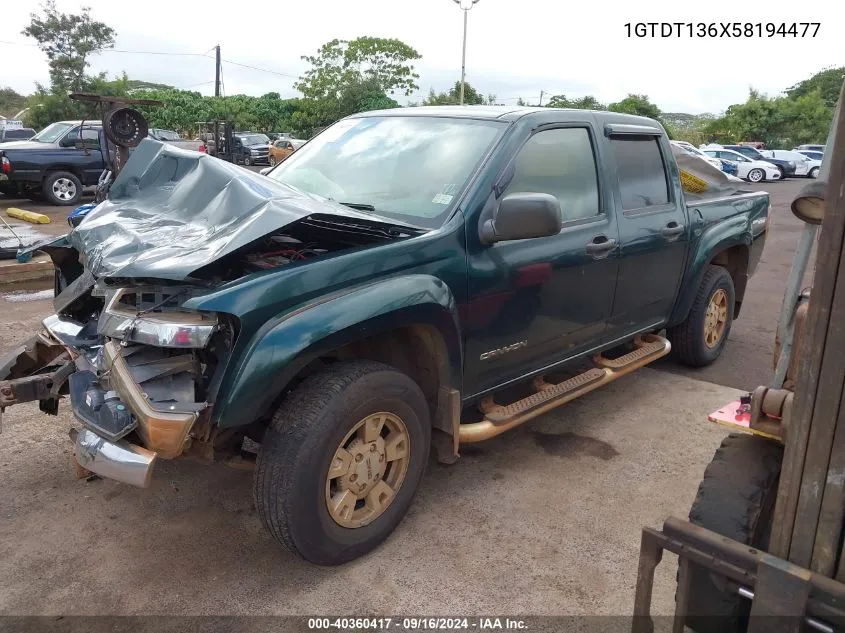 2005 GMC Canyon Sle VIN: 1GTDT136X58194477 Lot: 40360417