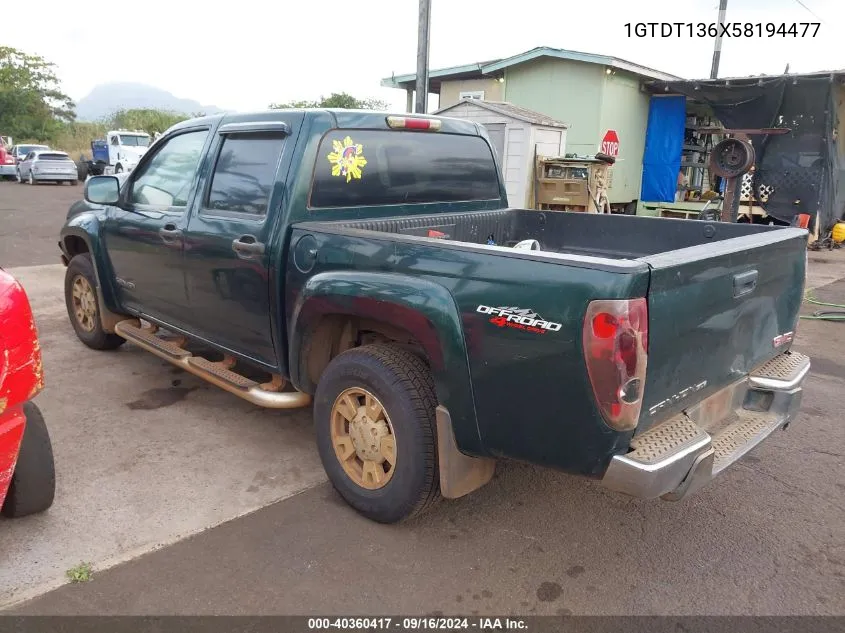 1GTDT136X58194477 2005 GMC Canyon Sle