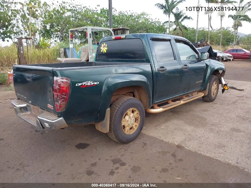 1GTDT136X58194477 2005 GMC Canyon Sle