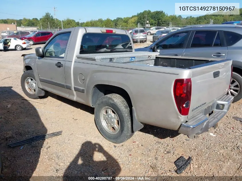 2007 GMC Canyon Sl VIN: 1GTCS149278150967 Lot: 40280787