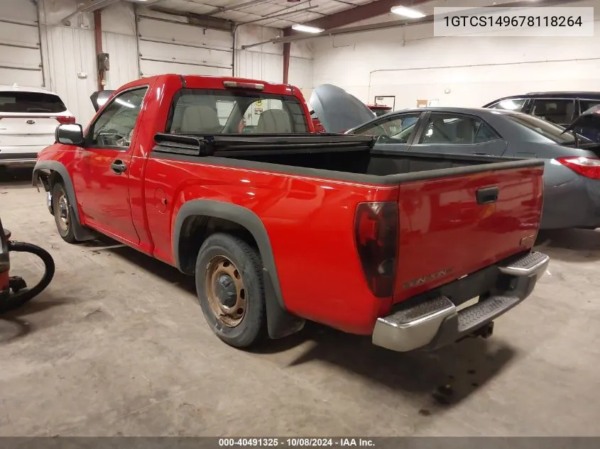 2007 GMC Canyon Work Truck VIN: 1GTCS149678118264 Lot: 40491325