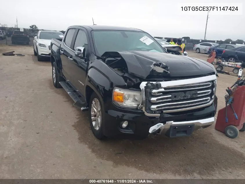 2015 GMC Canyon Slt VIN: 1GTG5CE37F1147424 Lot: 40761648