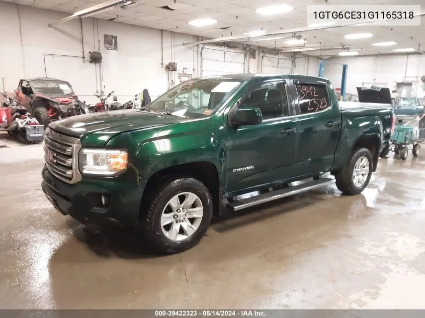 2016 GMC Canyon Sle VIN: 1GTG6CE31G1165318 Lot: 39422323