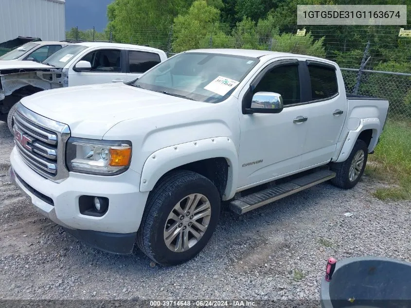 2016 GMC Canyon Slt VIN: 1GTG5DE31G1163674 Lot: 39714648