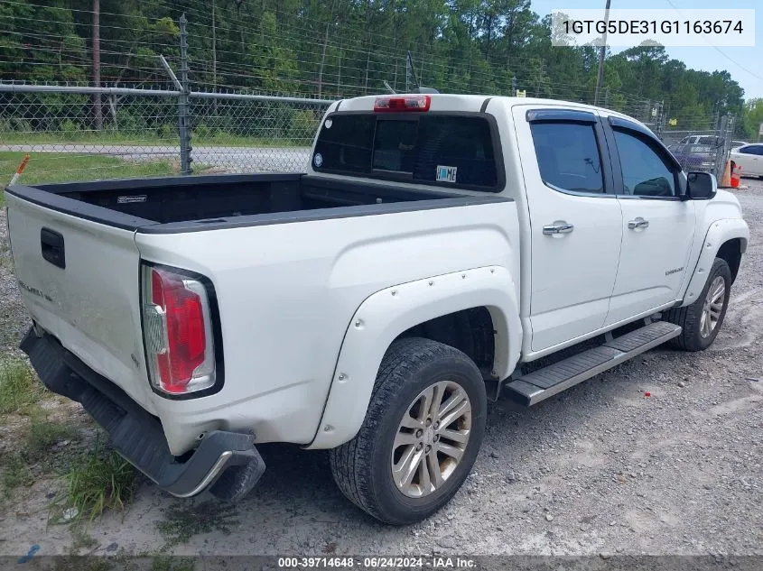 2016 GMC Canyon Slt VIN: 1GTG5DE31G1163674 Lot: 39714648