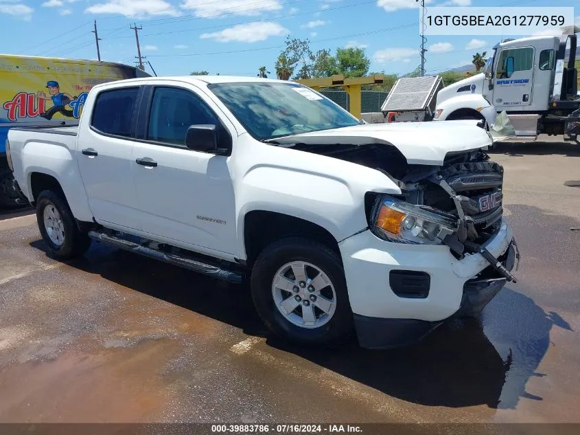 2016 GMC Canyon VIN: 1GTG5BEA2G1277959 Lot: 39883786