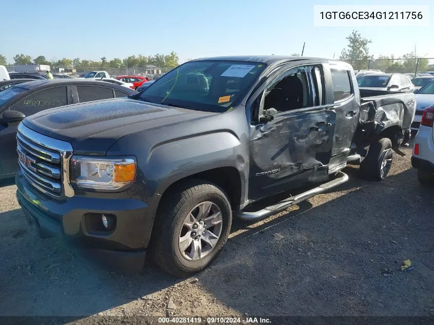 2016 GMC Canyon Sle VIN: 1GTG6CE34G1211756 Lot: 40281419