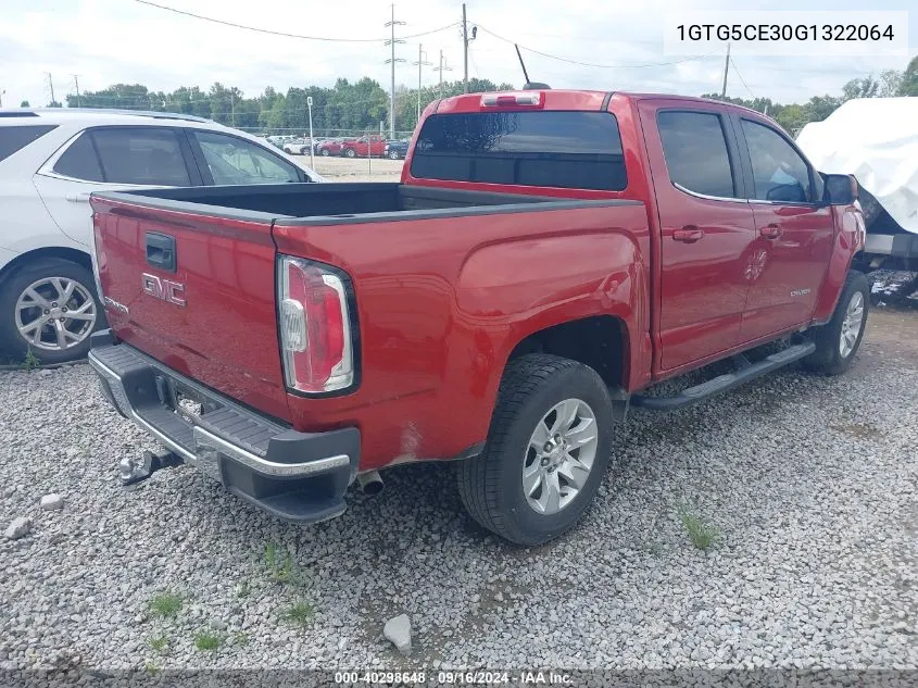 2016 GMC Canyon Sle VIN: 1GTG5CE30G1322064 Lot: 40298648