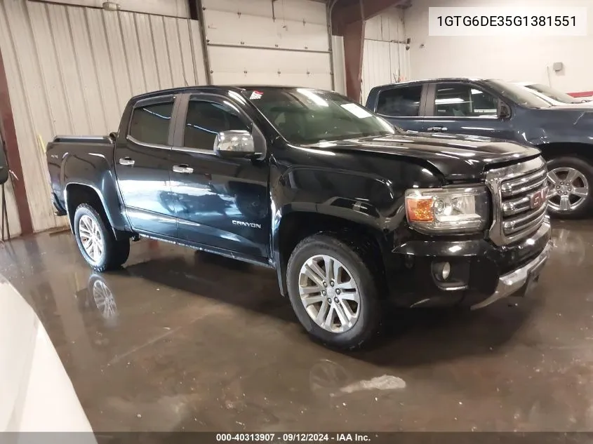 2016 GMC Canyon Slt VIN: 1GTG6DE35G1381551 Lot: 40313907