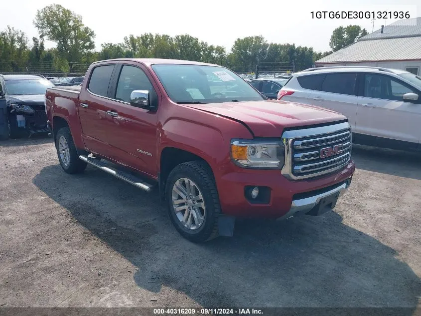 2016 GMC Canyon Slt VIN: 1GTG6DE30G1321936 Lot: 40316209