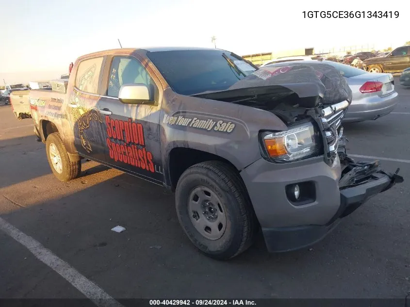 2016 GMC Canyon Sle VIN: 1GTG5CE36G1343419 Lot: 40429942