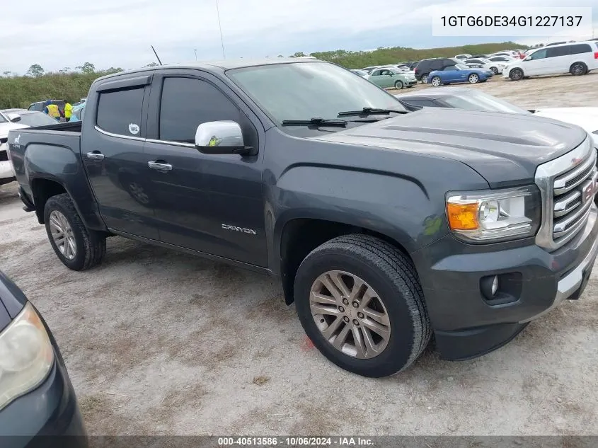 2016 GMC Canyon Slt VIN: 1GTG6DE34G1227137 Lot: 40513586