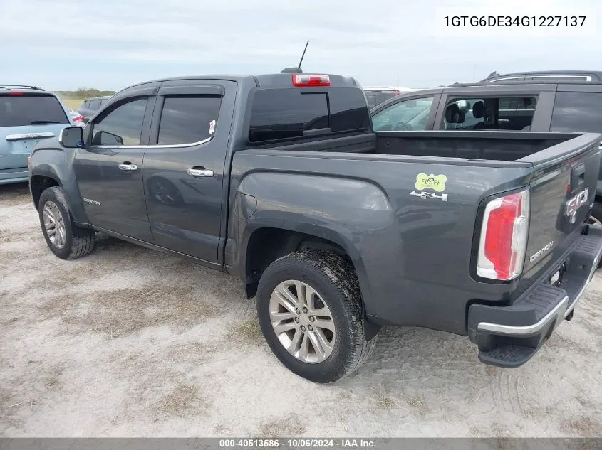 2016 GMC Canyon Slt VIN: 1GTG6DE34G1227137 Lot: 40513586