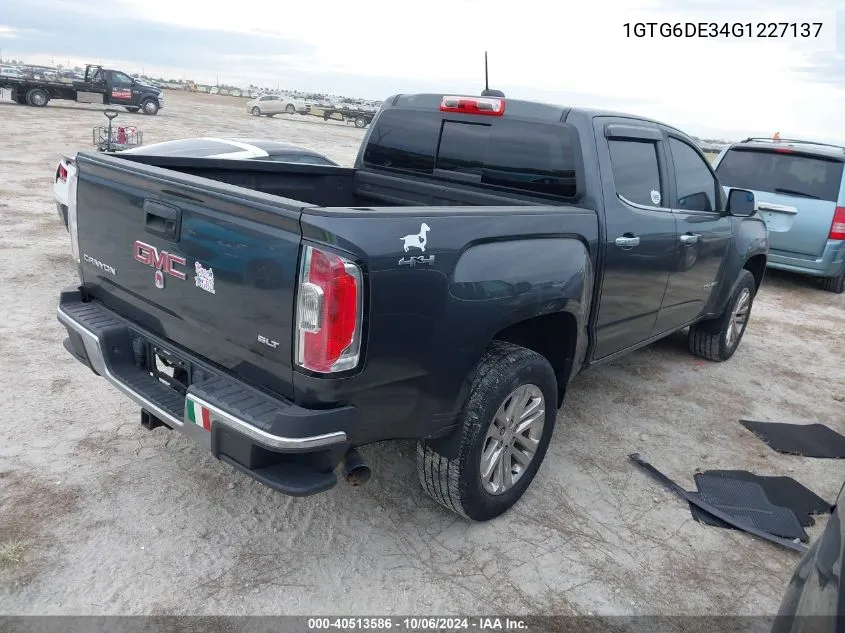 2016 GMC Canyon Slt VIN: 1GTG6DE34G1227137 Lot: 40513586