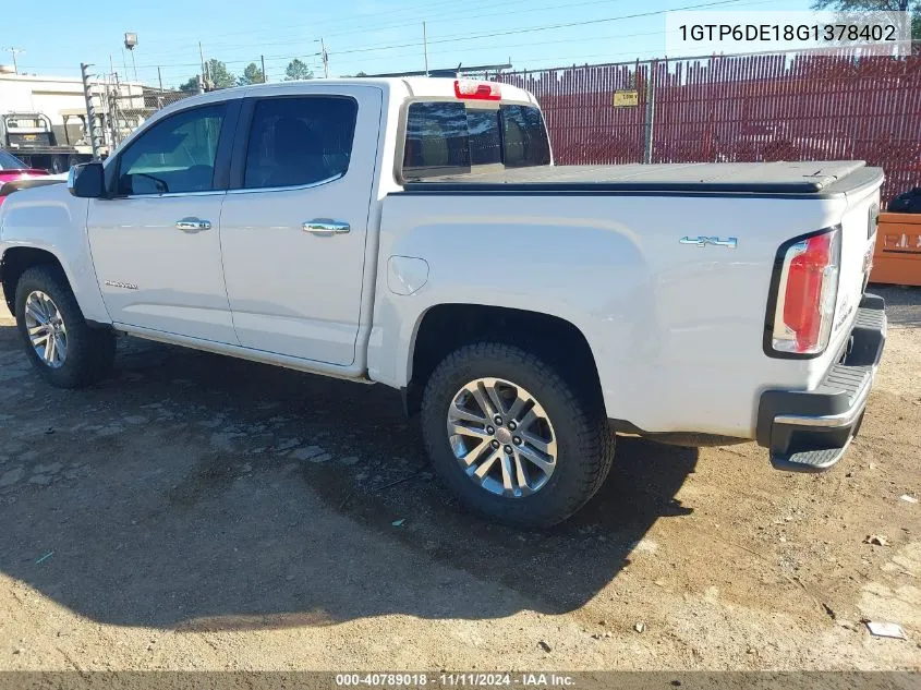 2016 GMC Canyon Slt VIN: 1GTP6DE18G1378402 Lot: 40789018