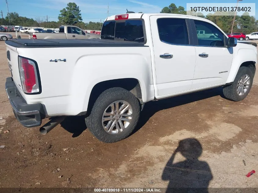 2016 GMC Canyon Slt VIN: 1GTP6DE18G1378402 Lot: 40789018