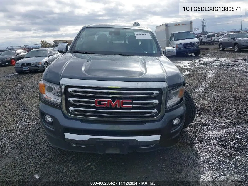 2016 GMC Canyon Slt VIN: 1GTG6DE38G1389871 Lot: 40820662