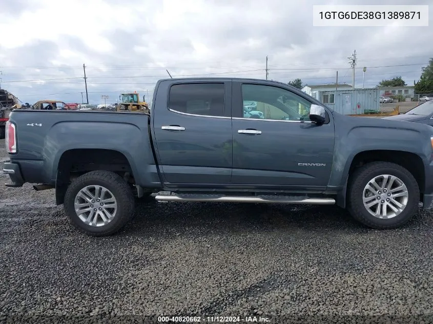 2016 GMC Canyon Slt VIN: 1GTG6DE38G1389871 Lot: 40820662