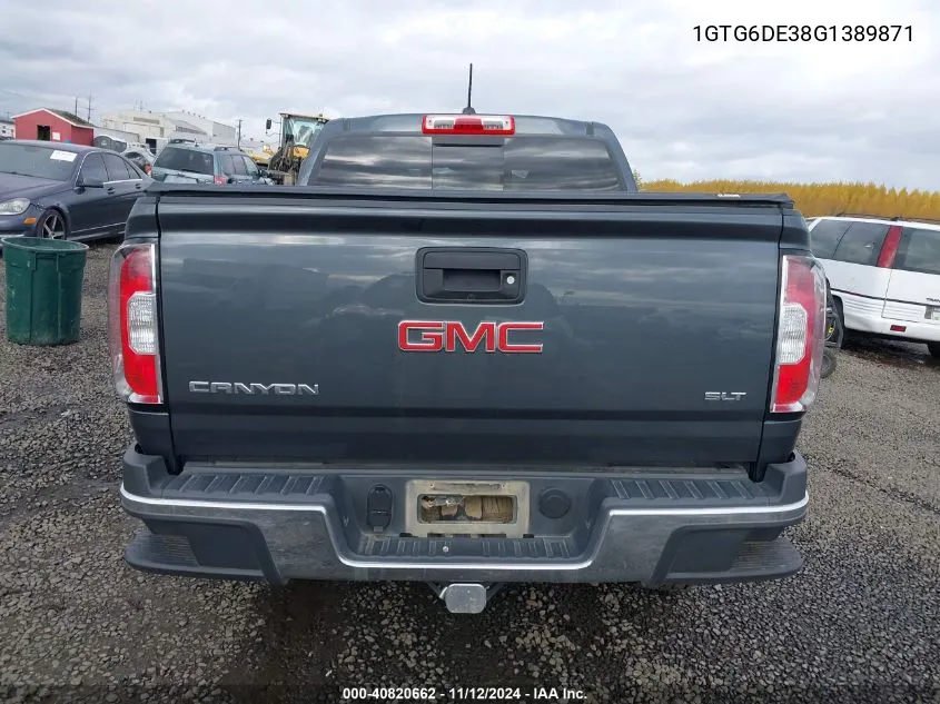 2016 GMC Canyon Slt VIN: 1GTG6DE38G1389871 Lot: 40820662