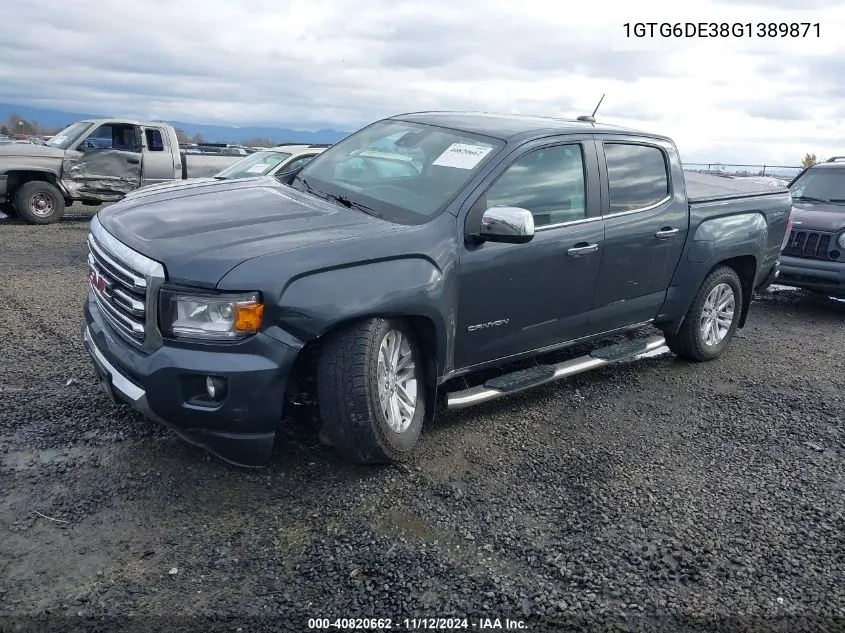 2016 GMC Canyon Slt VIN: 1GTG6DE38G1389871 Lot: 40820662