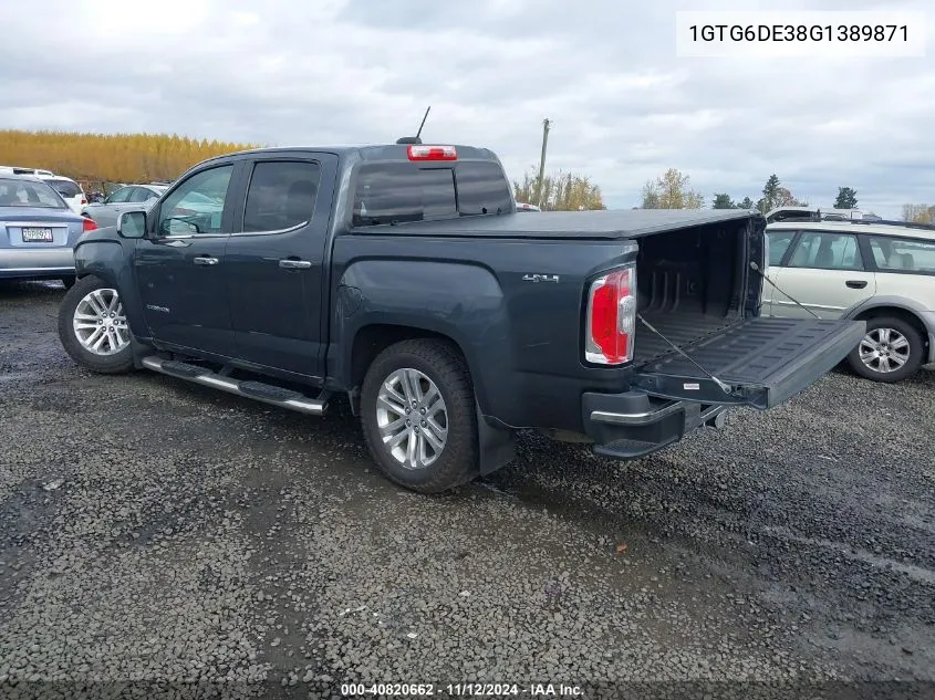 2016 GMC Canyon Slt VIN: 1GTG6DE38G1389871 Lot: 40820662