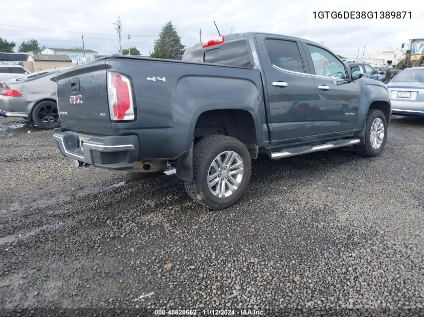 2016 GMC Canyon Slt VIN: 1GTG6DE38G1389871 Lot: 40820662