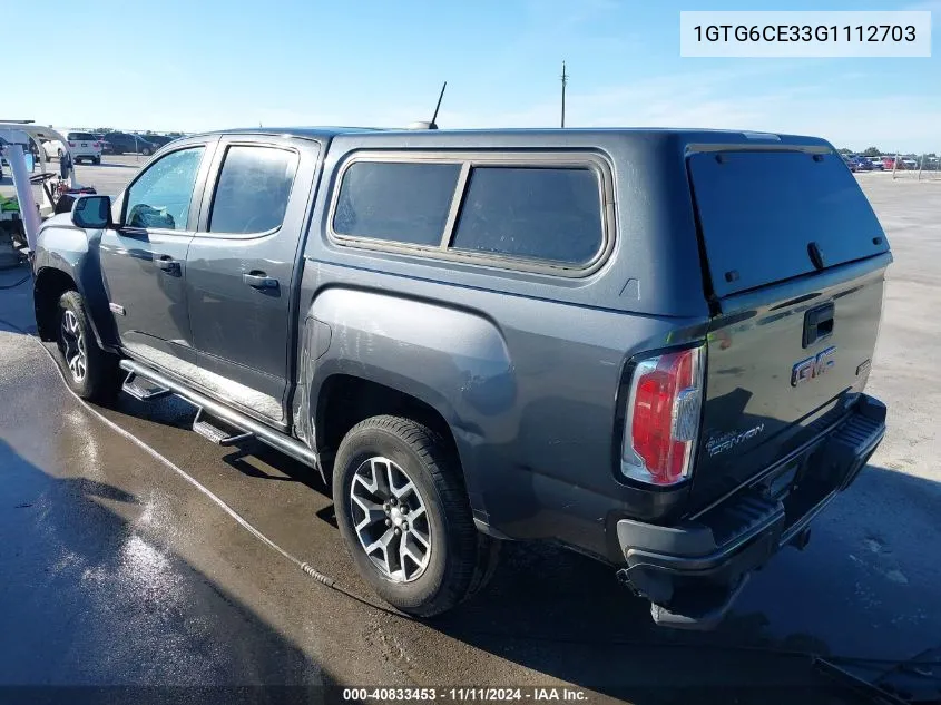 2016 GMC Canyon Sle VIN: 1GTG6CE33G1112703 Lot: 40833453