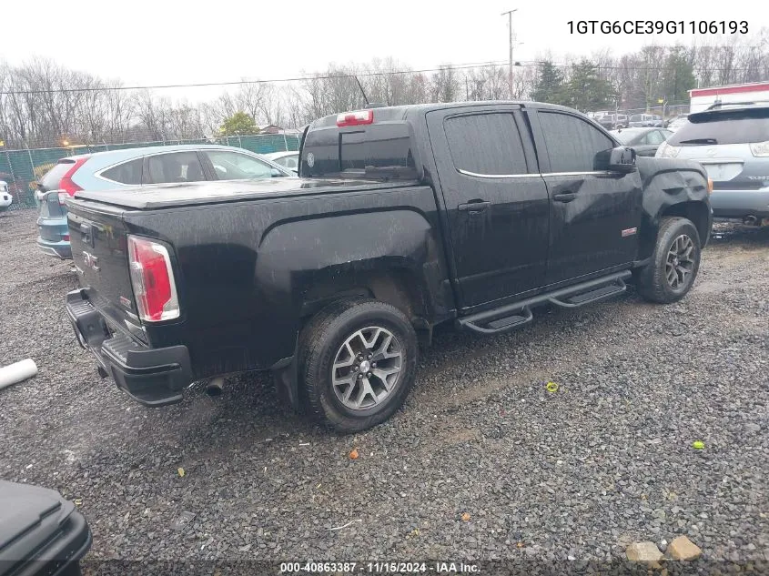 2016 GMC Canyon Sle VIN: 1GTG6CE39G1106193 Lot: 40863387