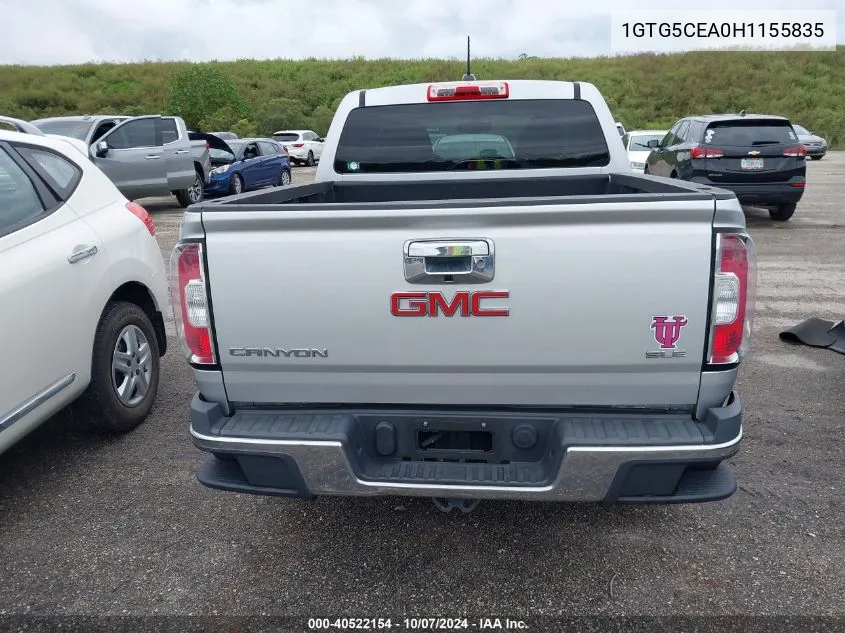 2017 GMC Canyon Sle VIN: 1GTG5CEA0H1155835 Lot: 40522154