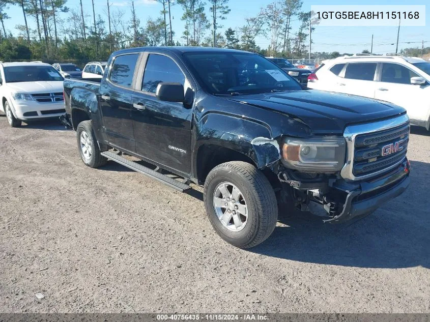 2017 GMC Canyon VIN: 1GTG5BEA8H1151168 Lot: 40756435