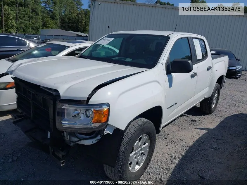 2019 GMC Canyon VIN: 1GTG5BEA4K1353478 Lot: 40119600