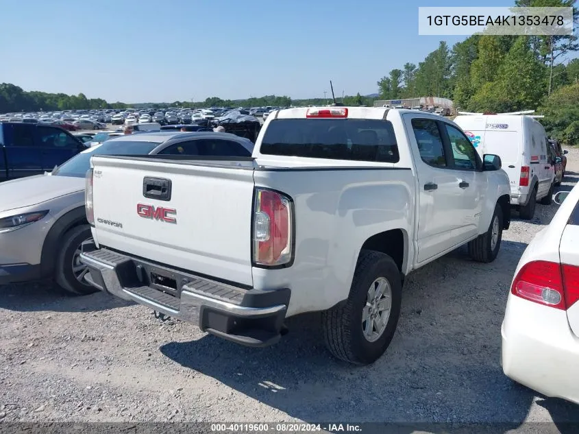 2019 GMC Canyon VIN: 1GTG5BEA4K1353478 Lot: 40119600