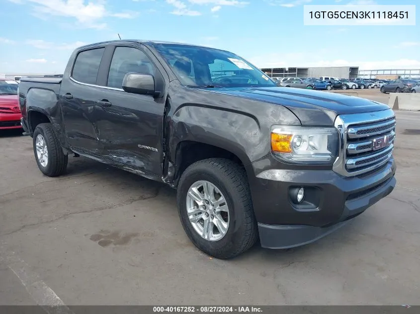 2019 GMC Canyon Sle VIN: 1GTG5CEN3K1118451 Lot: 40167252