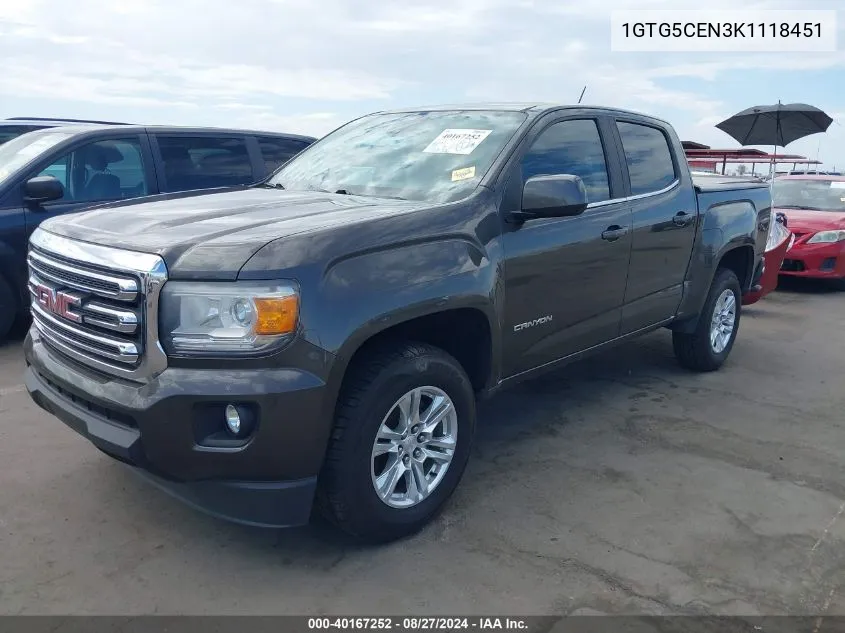 2019 GMC Canyon Sle VIN: 1GTG5CEN3K1118451 Lot: 40167252