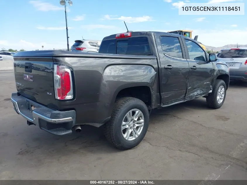 2019 GMC Canyon Sle VIN: 1GTG5CEN3K1118451 Lot: 40167252