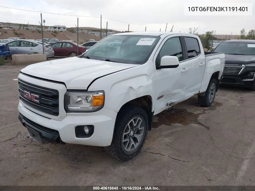 2019 GMC Canyon All Terrain W/Cloth/All Terrain W/Leather VIN: 1GTG6FEN3K1191401 Lot: 40615845