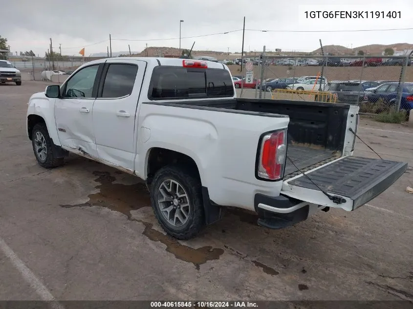 2019 GMC Canyon All Terrain W/Cloth/All Terrain W/Leather VIN: 1GTG6FEN3K1191401 Lot: 40615845