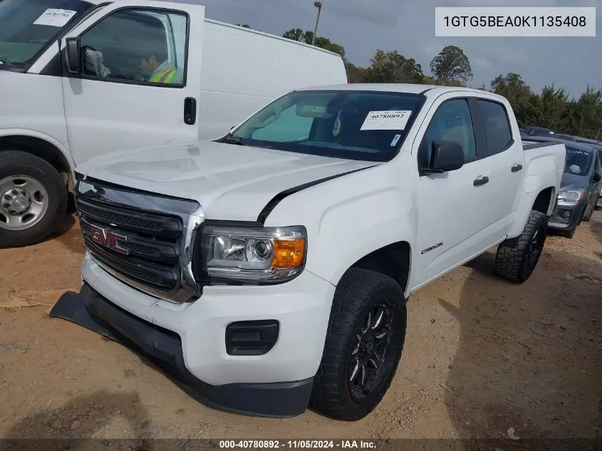 2019 GMC Canyon VIN: 1GTG5BEA0K1135408 Lot: 40780892