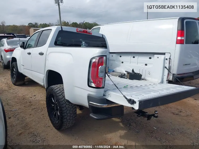 2019 GMC Canyon VIN: 1GTG5BEA0K1135408 Lot: 40780892