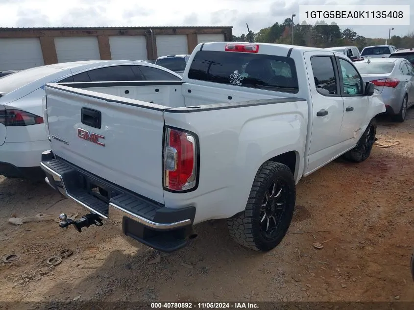 2019 GMC Canyon VIN: 1GTG5BEA0K1135408 Lot: 40780892