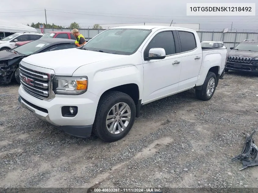 2019 GMC Canyon Slt VIN: 1GTG5DEN5K1218492 Lot: 40833287