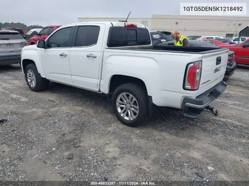 2019 GMC Canyon Slt VIN: 1GTG5DEN5K1218492 Lot: 40833287